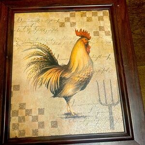 Set of (3) “Rooster” wooden framed decorative picture